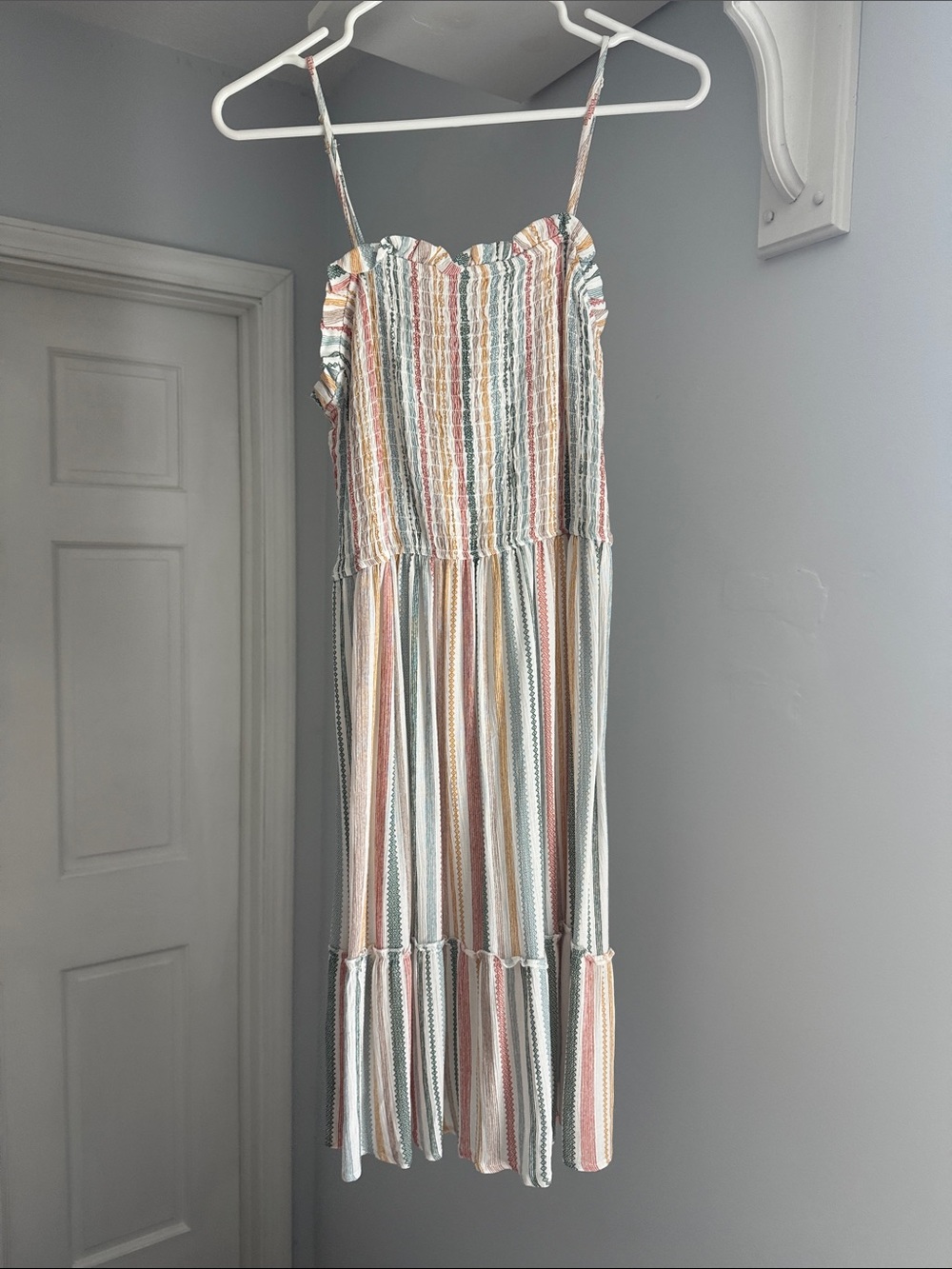 Pink Rose Pastel Striped Smocked Sundress
